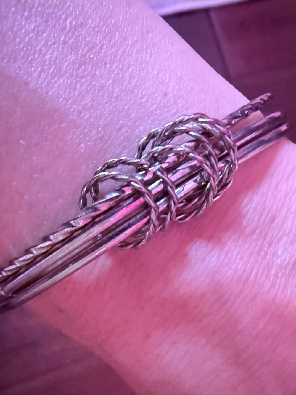Silver-Tone Knotted Multi-Band Bracelet - Elegant Women Jewelry